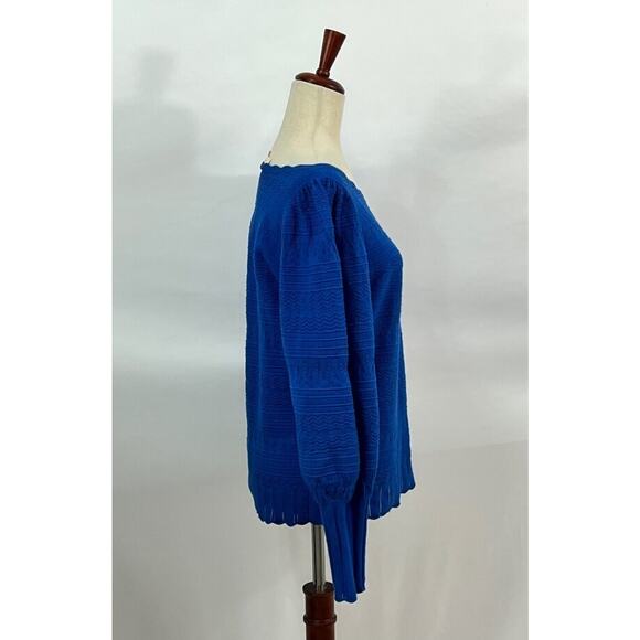 SEZANE Sz XXXL 3xl 14 US XL Roma Blue Pointelle Viscose Knit Pullover Sweater - Picture 6 of 10